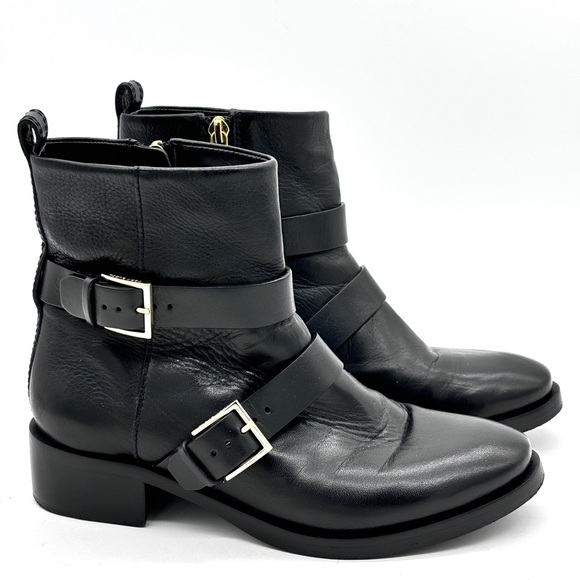 Tory Burch Black Double Strap Buckles Ankle Boots - Picture 2 of 10
